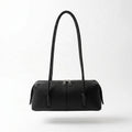 Sleek East-West Barrel Shoulder Bag with Slim Double Straps