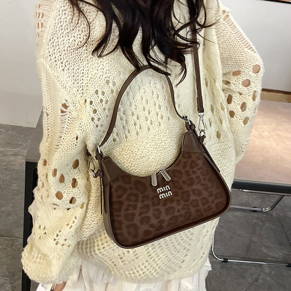 Chic Leopard Print Crescent Hobo Bag with Dual Straps