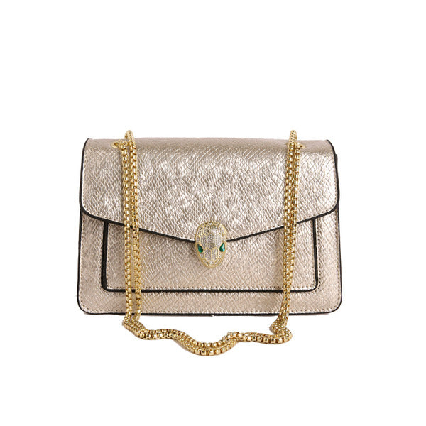 Luxury Serpenti Snake-Head Leather Flap Chain Bag