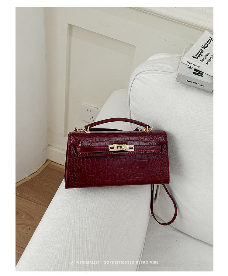 Croco Textured Classic Kelly Flap Crossbody Bag