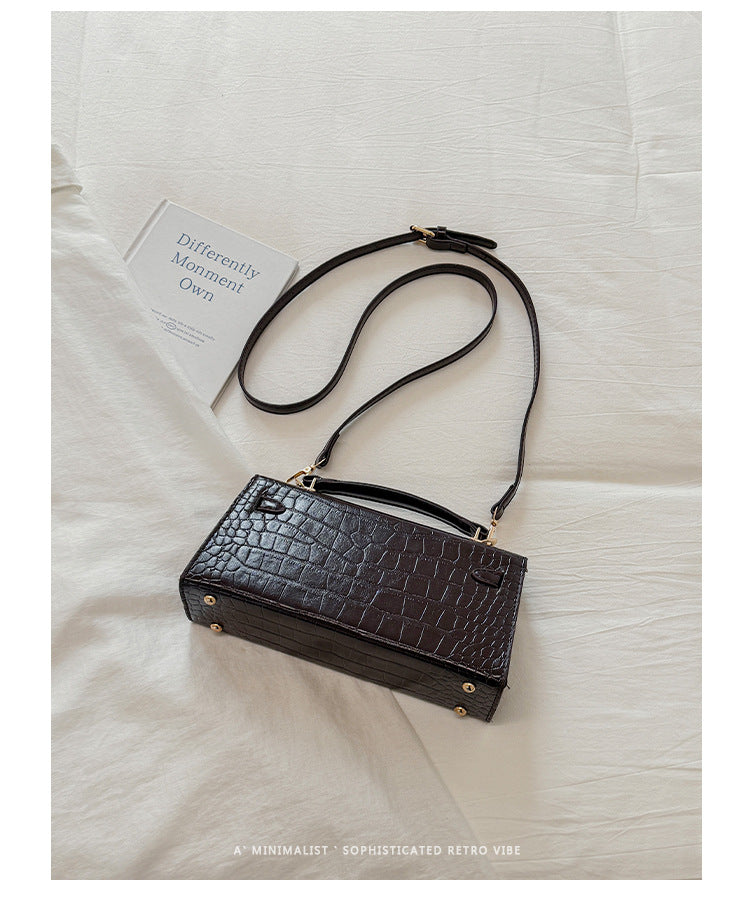 Croco Textured Classic Kelly Flap Crossbody Bag