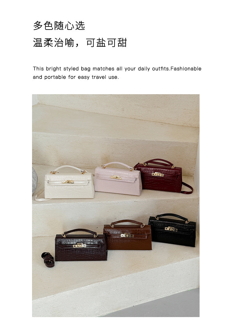 Croco Textured Classic Kelly Flap Crossbody Bag