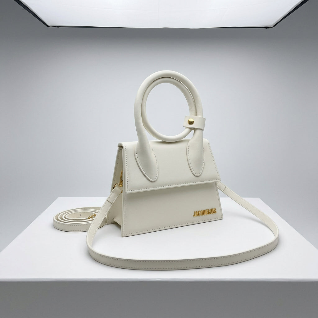 Architectural Top-Handle Flap Bag