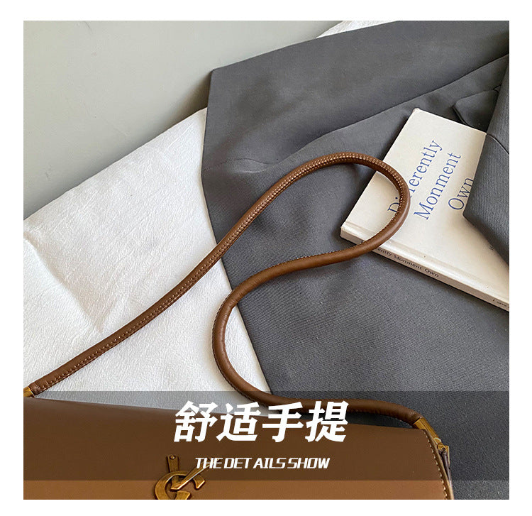 East-West Baguette Shoulder Bag with Metallic Emblem Clasp