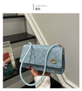 Monogram Flap Shoulder Bag with Gold-Tone Emblem Clasp