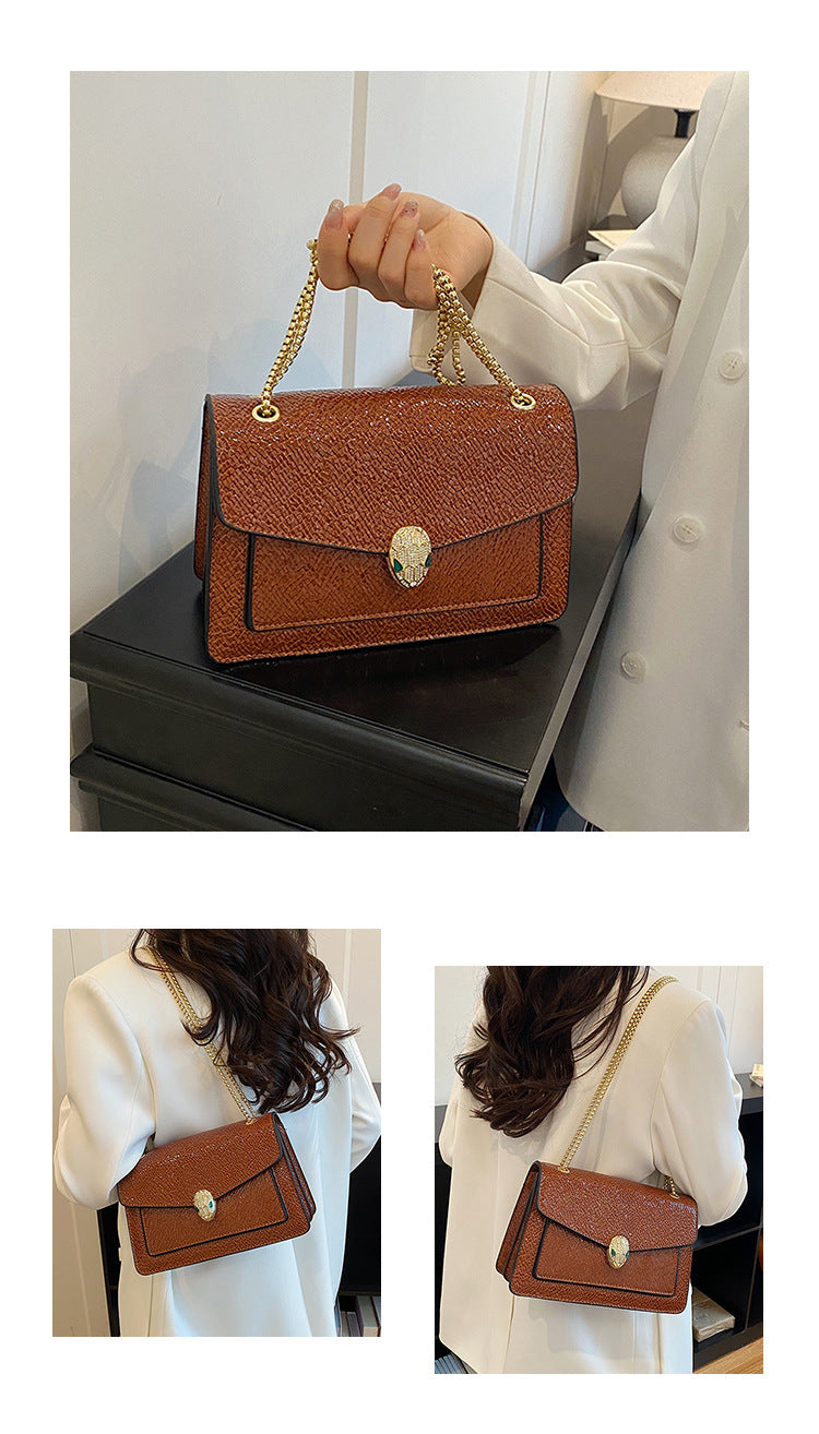 Luxury Serpenti Snake-Head Leather Flap Chain Bag