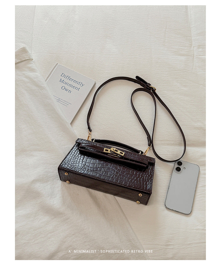 Croco Textured Classic Kelly Flap Crossbody Bag