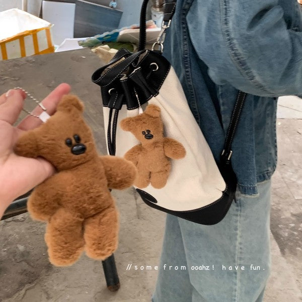 Classic Bean Plush Teddy Bear Charm & Keychain – Fluffy Bag Pendant