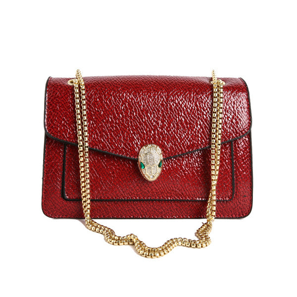 Luxury Serpenti Snake-Head Leather Flap Chain Bag