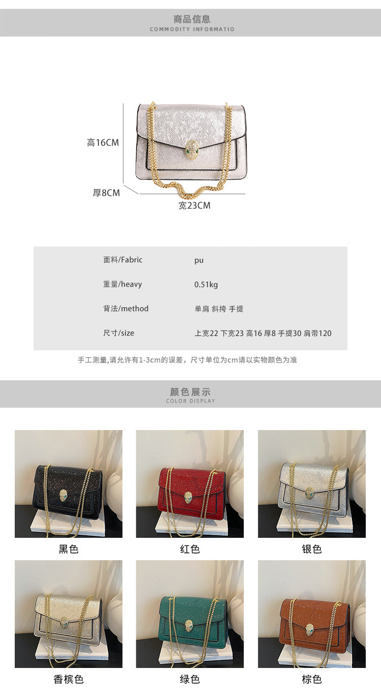 Luxury Serpenti Snake-Head Leather Flap Chain Bag