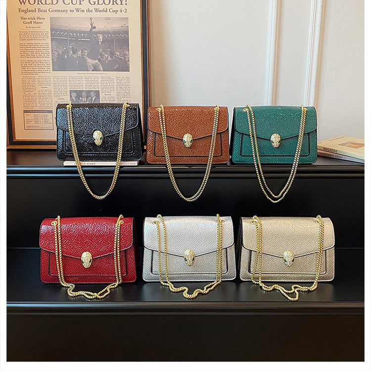Luxury Serpenti Snake-Head Leather Flap Chain Bag