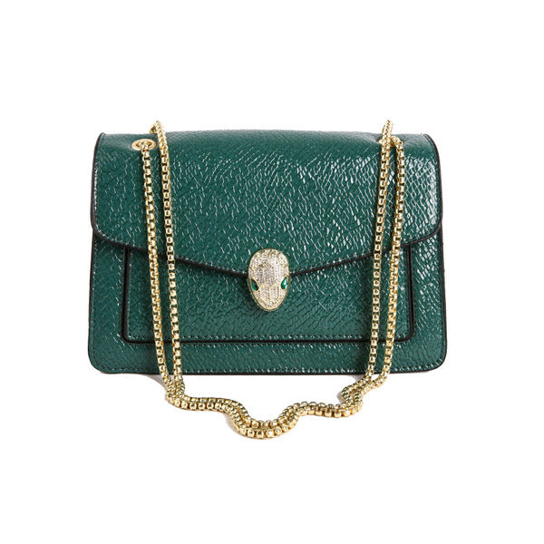 Luxury Serpenti Snake-Head Leather Flap Chain Bag