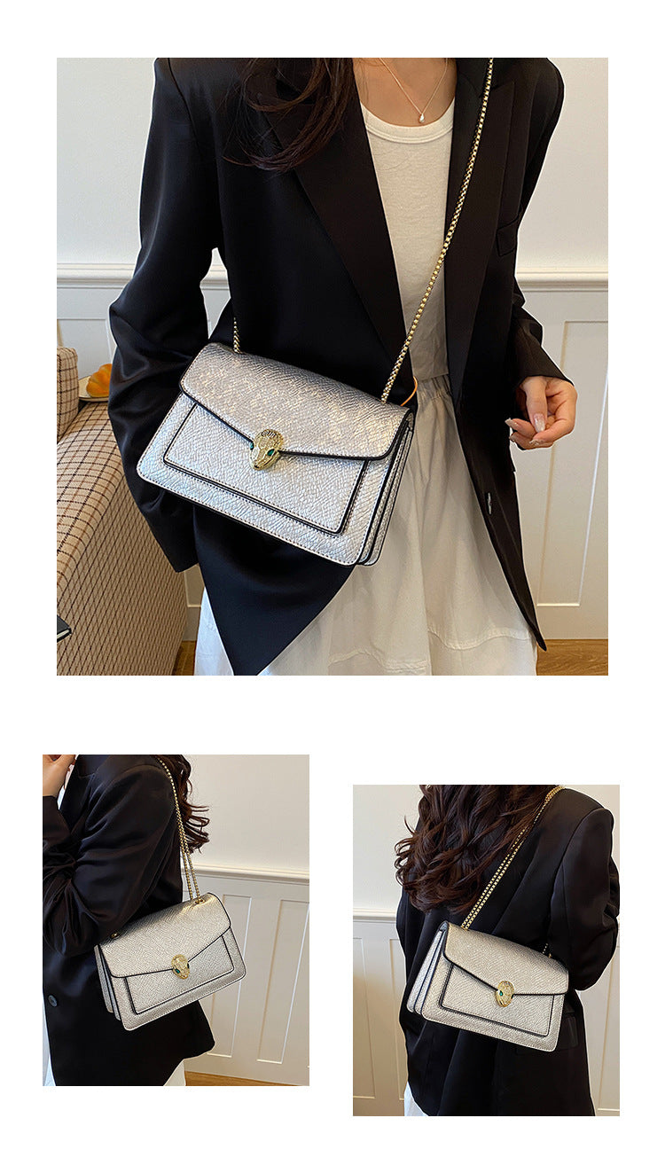 Luxury Serpenti Snake-Head Leather Flap Chain Bag