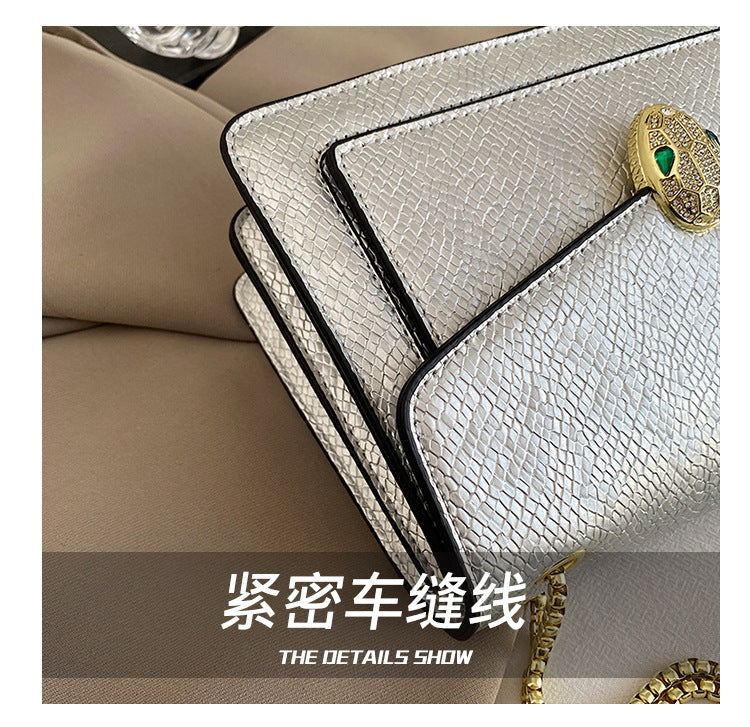 Luxury Serpenti Snake-Head Leather Flap Chain Bag