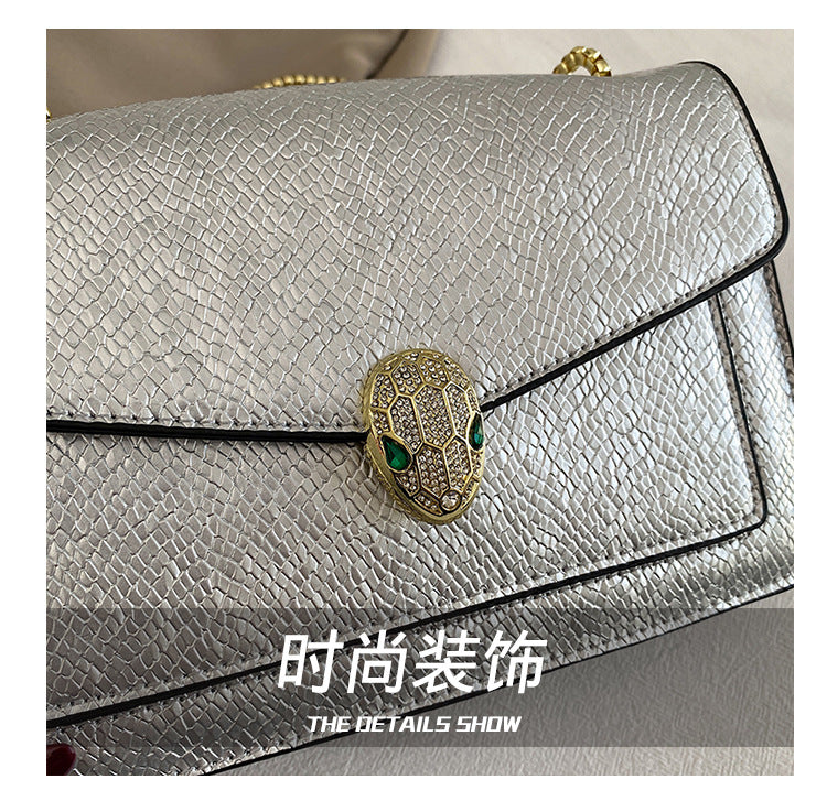 Luxury Serpenti Snake-Head Leather Flap Chain Bag