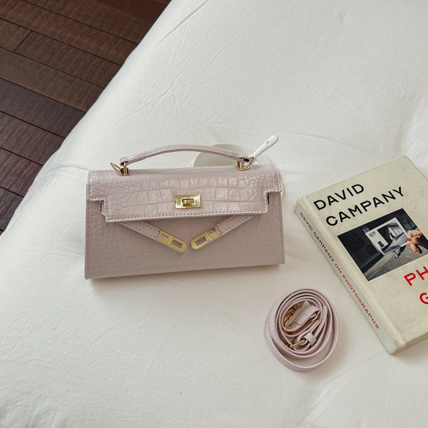 Croco Textured Classic Kelly Flap Crossbody Bag
