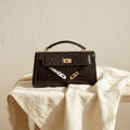 Croco Textured Classic Kelly Flap Crossbody Bag