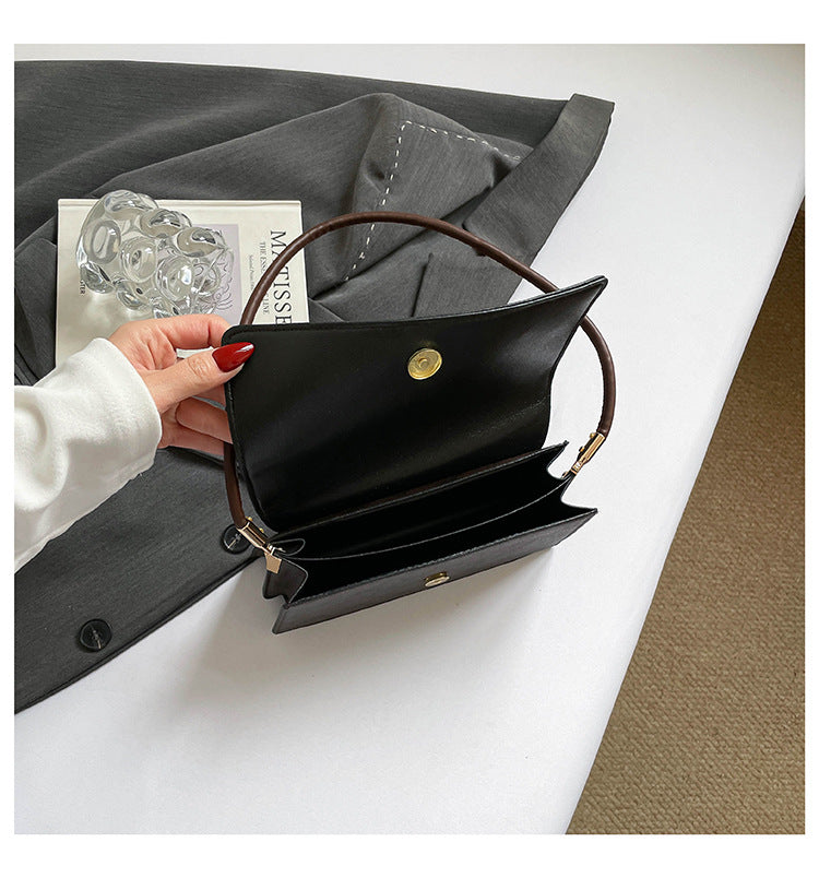 Monogram Flap Shoulder Bag with Gold-Tone Emblem Clasp