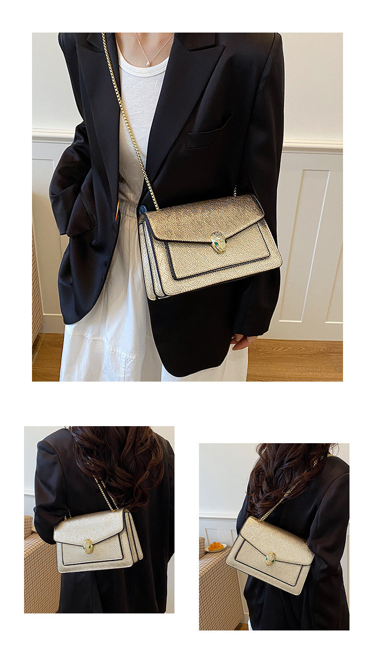 Luxury Serpenti Snake-Head Leather Flap Chain Bag