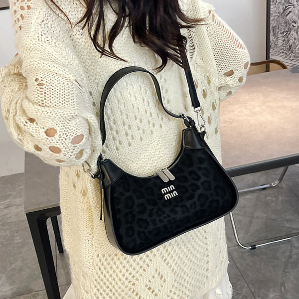 Chic Leopard Print Crescent Hobo Bag with Dual Straps