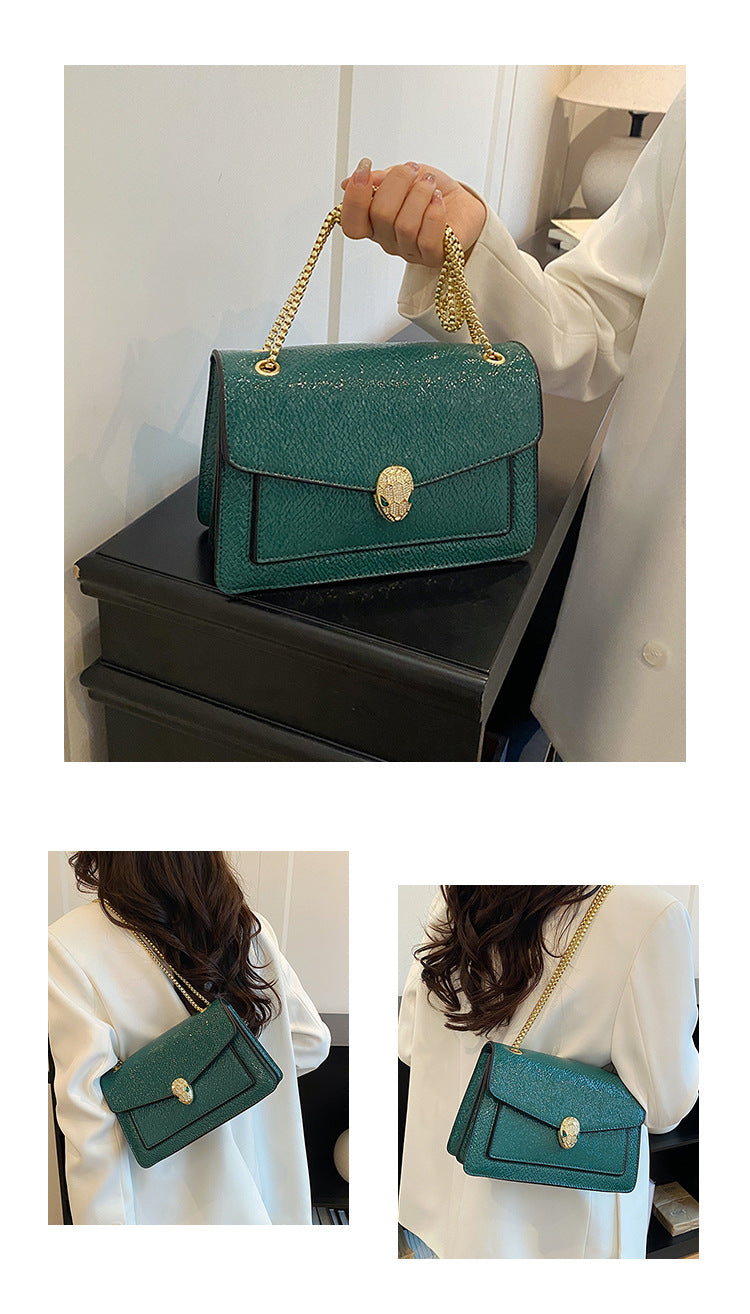 Luxury Serpenti Snake-Head Leather Flap Chain Bag