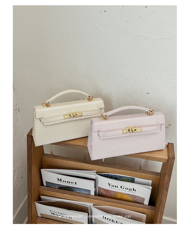 Croco Textured Classic Kelly Flap Crossbody Bag