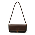 East-West Baguette Shoulder Bag with Metallic Emblem Clasp