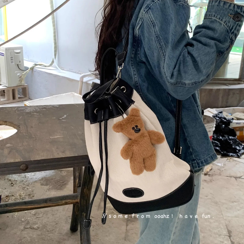 Classic Bean Plush Teddy Bear Charm & Keychain – Fluffy Bag Pendant