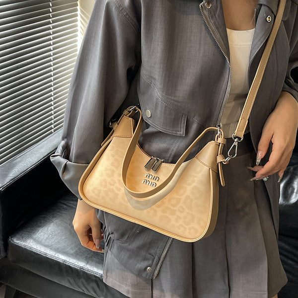 Chic Leopard Print Crescent Hobo Bag with Dual Straps