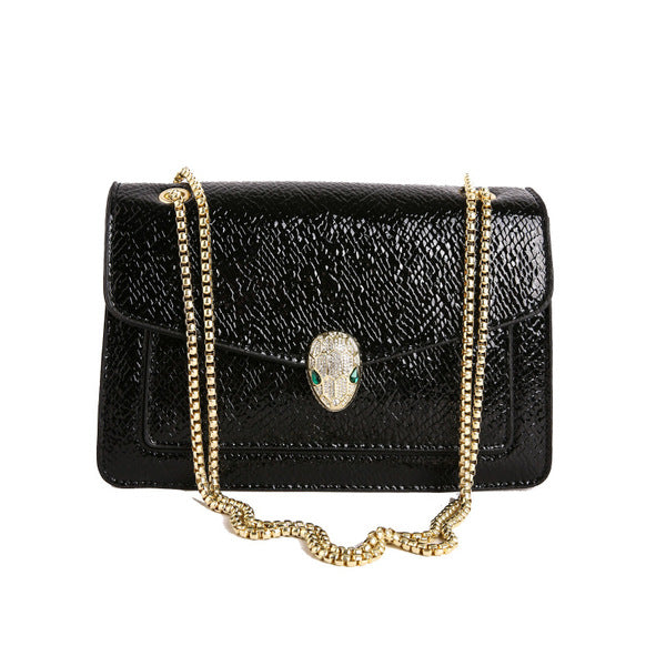 Luxury Serpenti Snake-Head Leather Flap Chain Bag