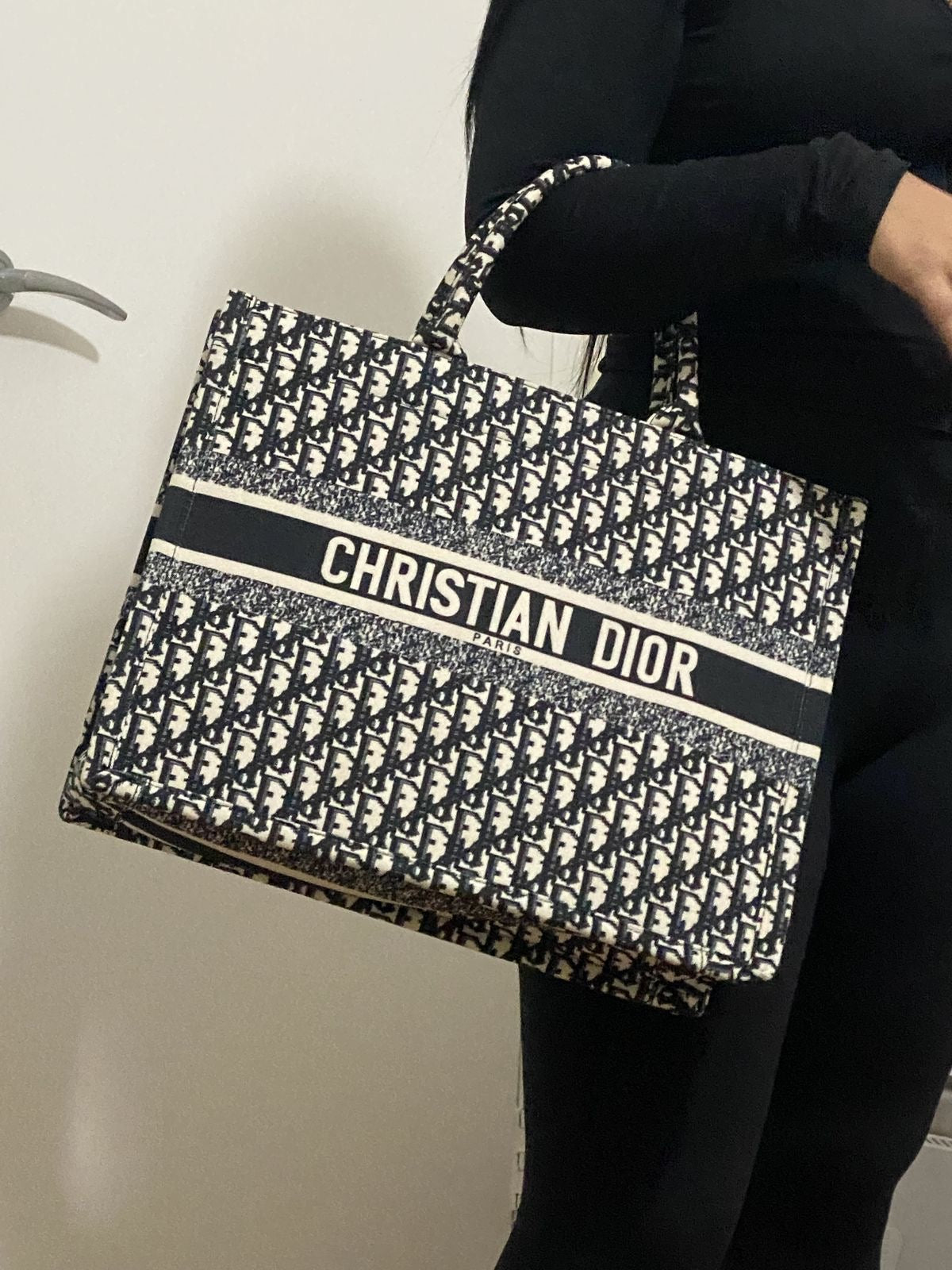CD Tote in Blue Dior Oblique Embroidery