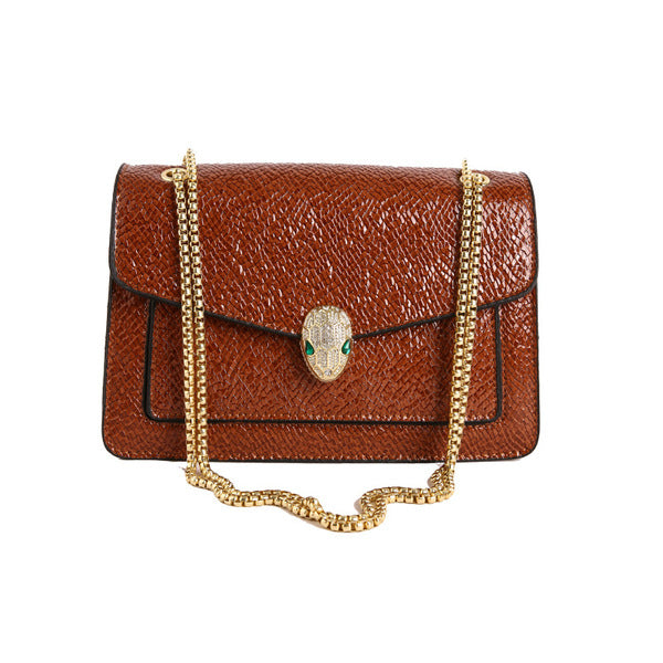 Luxury Serpenti Snake-Head Leather Flap Chain Bag
