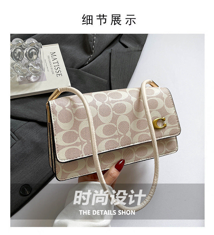 Monogram Flap Shoulder Bag with Gold-Tone Emblem Clasp