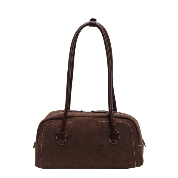 Retro Barrel Suede Shoulder Bag