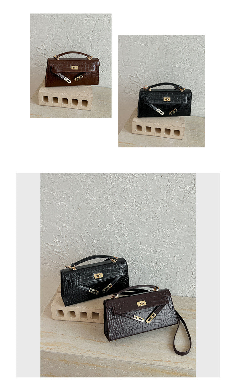 Croco Textured Classic Kelly Flap Crossbody Bag