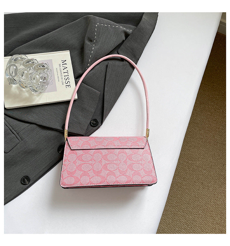 Monogram Flap Shoulder Bag with Gold-Tone Emblem Clasp