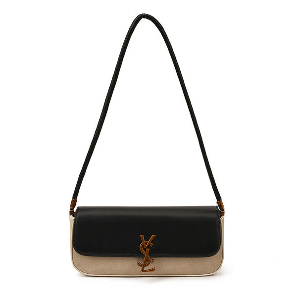East-West Baguette Shoulder Bag with Metallic Emblem Clasp
