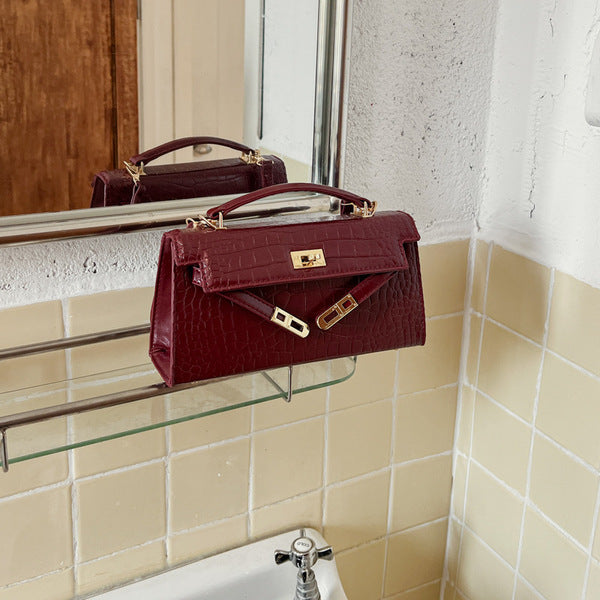Croco Textured Classic Kelly Flap Crossbody Bag