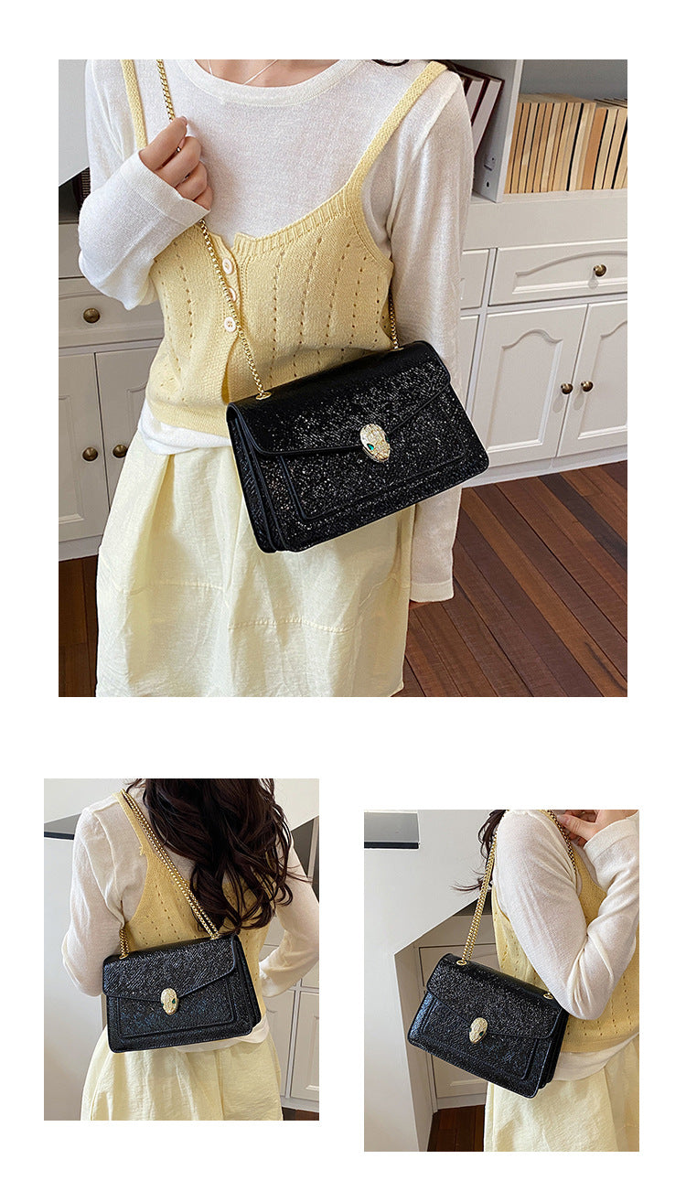 Luxury Serpenti Snake-Head Leather Flap Chain Bag