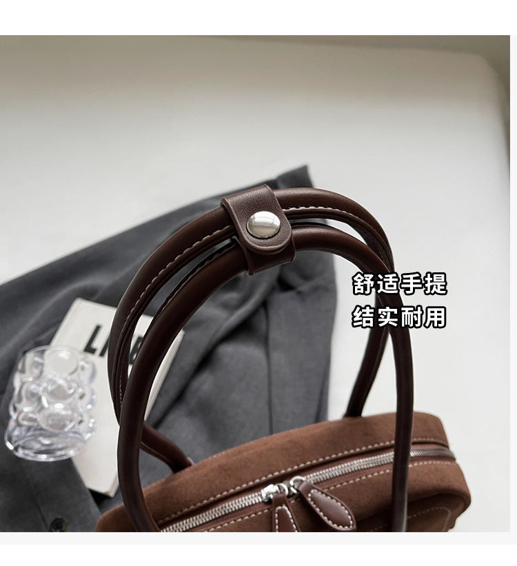 Retro Barrel Suede Shoulder Bag