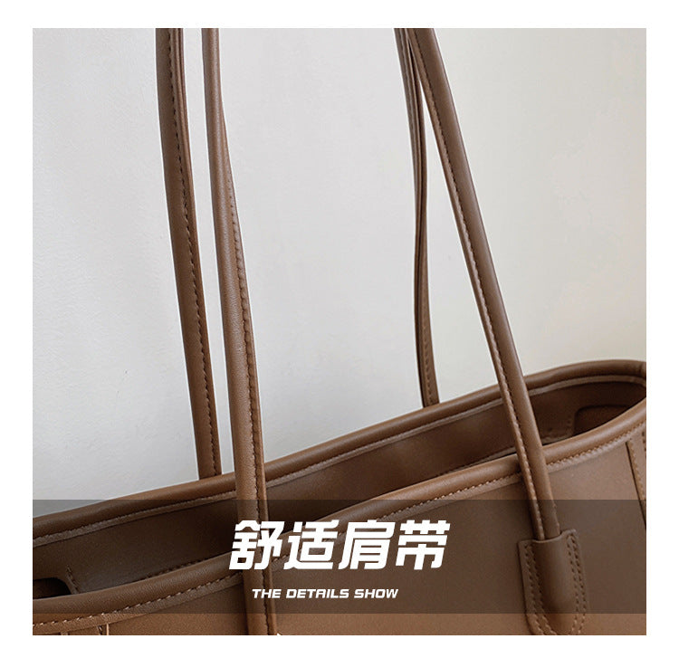 Minimalist Faux Leather Everyday Shoulder Tote Bag | Work Commuter Handbag