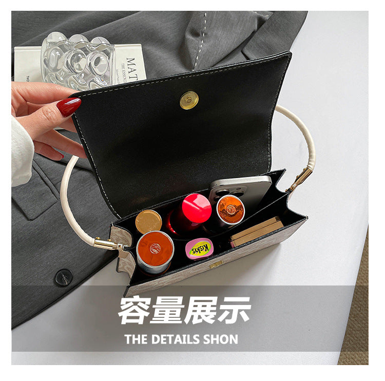 Monogram Flap Shoulder Bag with Gold-Tone Emblem Clasp