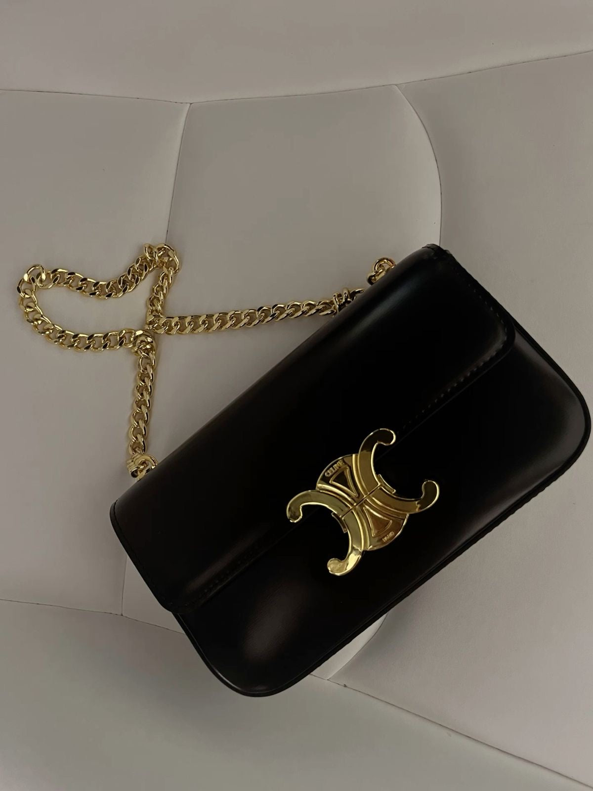 Luxury Triomphe Gold-Chain Genuine Leather Flap Bag