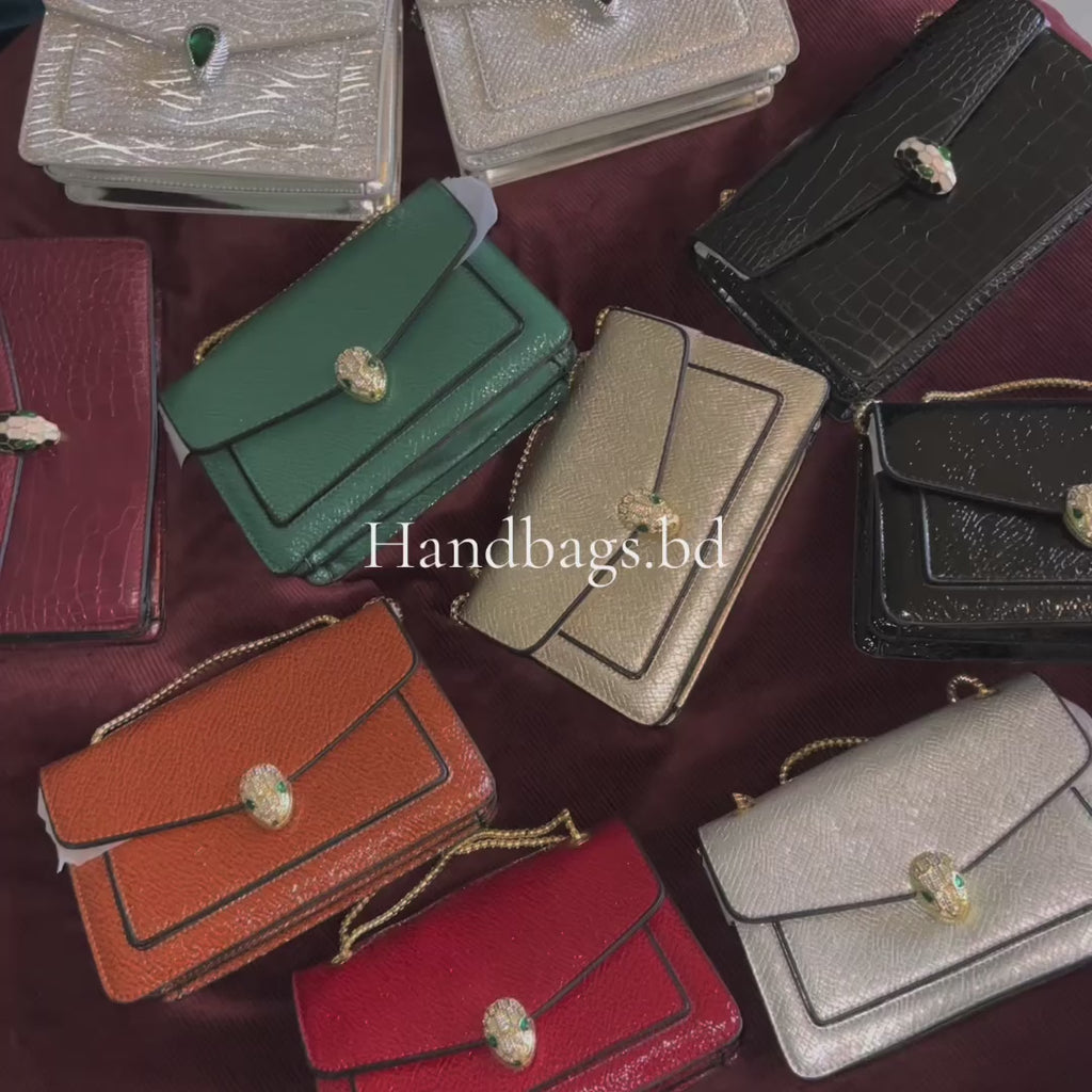 Luxury Serpenti Snake-Head Leather Flap Chain Bag